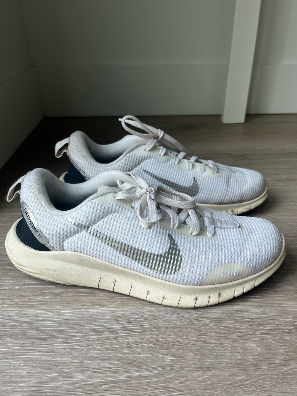 Nike White and Gray Mesh Sneakers